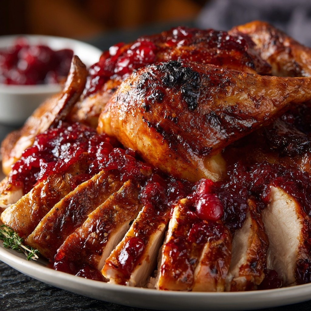 Roasted Turkey with Cranberry Glaze