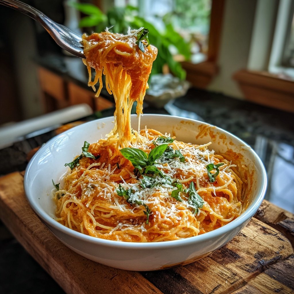 Angel Hair Pasta With Creamy Tomato Sauce
