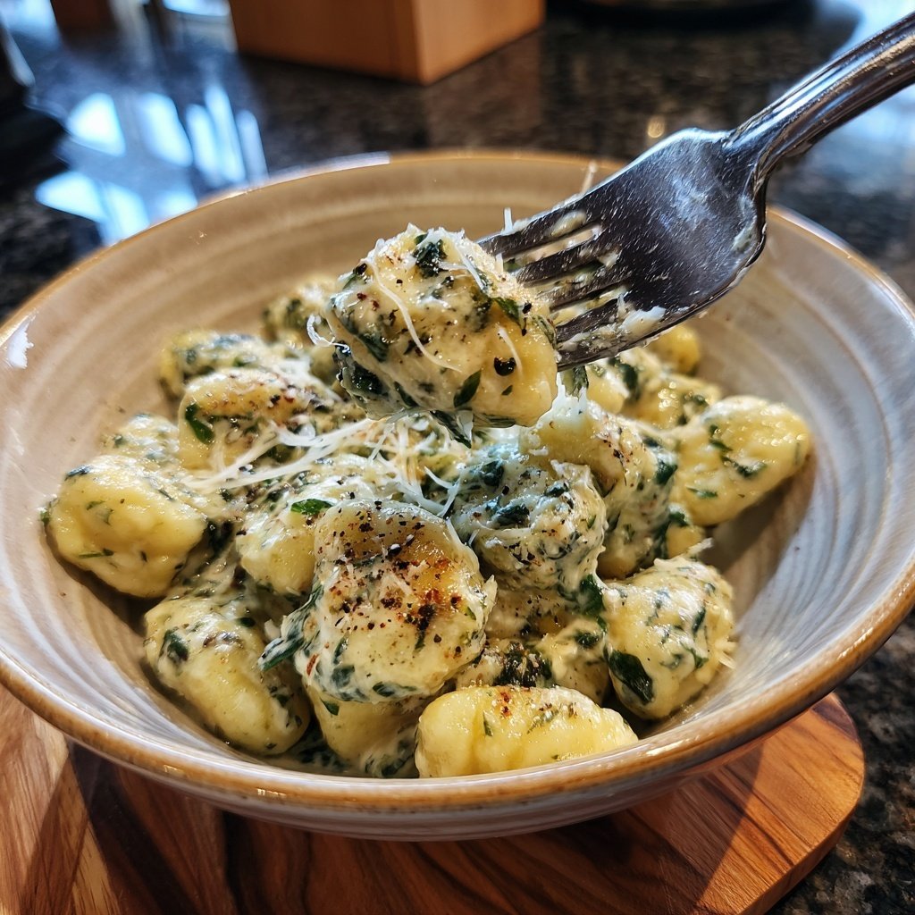 Valentine Dinner Creamy Spinach Gnocchi