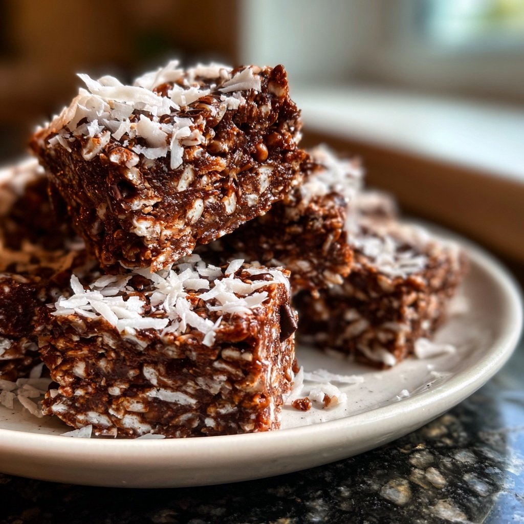 Chocolate Coconut Rice Snack Squares