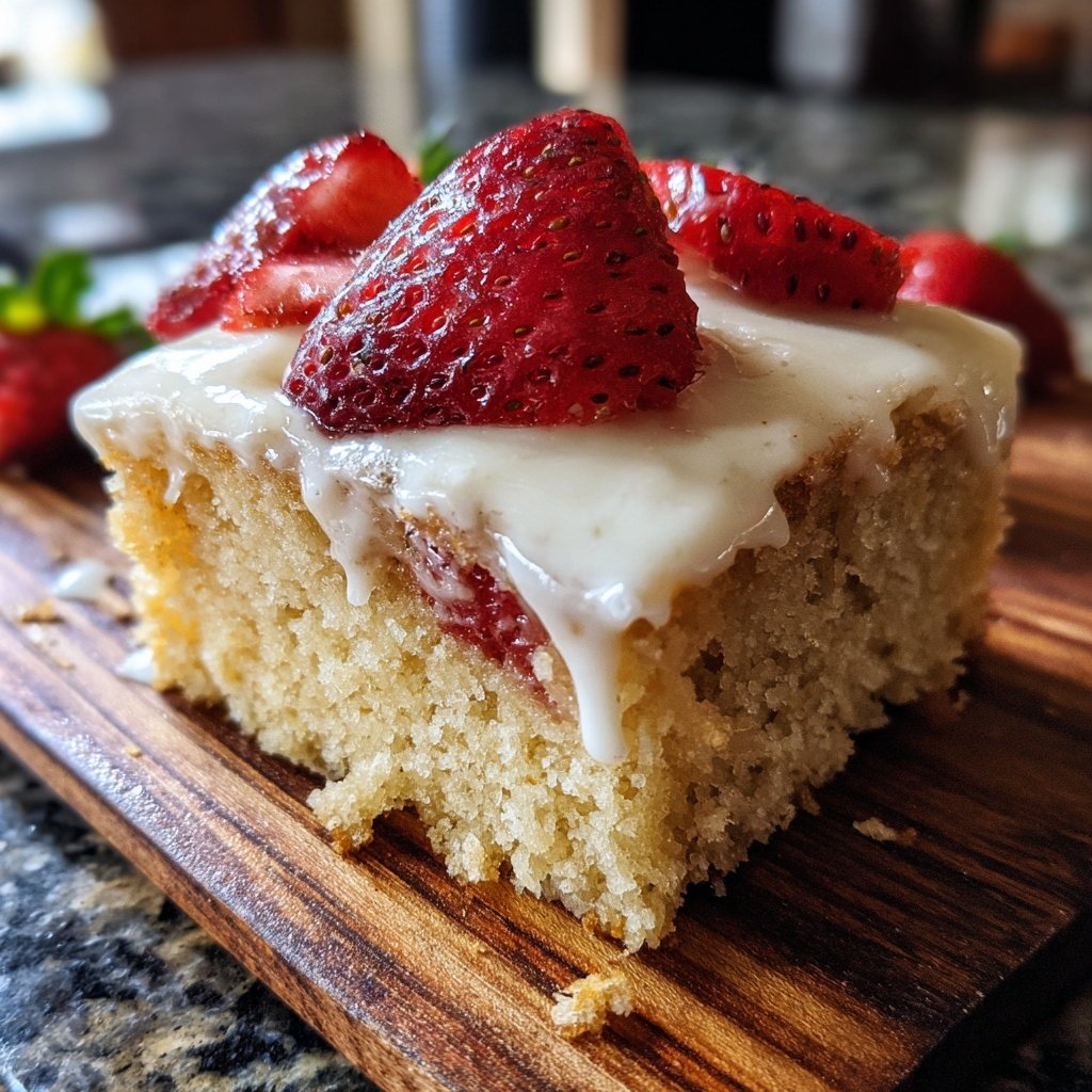 Moist Vanilla Strawberry Sheet Cake